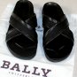 BALLY SHOES $335 BLACK LOGO EMBOSSED CROSS GROSGRAIN STRAP SANDALS 8D 41 NEW