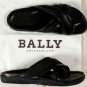 BALLY SHOES $335 BLACK LOGO EMBOSSED CROSS GROSGRAIN STRAP SANDALS 8D 41 NEW