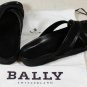BALLY SHOES $335 BLACK LOGO EMBOSSED CROSS GROSGRAIN STRAP SANDALS 8D 41 NEW