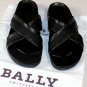 BALLY SHOES $335 BLACK LOGO EMBOSSED CROSS GROSGRAIN STRAP SANDALS 8D 41 NEW