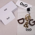 DOLCE & GABBANA KEYCHAIN $145 SILVER & BORDEAUX LEATHER LOGO LETTER KEYCHAIN NEW