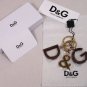 DOLCE & GABBANA KEYCHAIN $145 SILVER & BORDEAUX LEATHER LOGO LETTER KEYCHAIN NEW