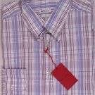 KITON DRESS SHIRT $765 PURPLE CROSS STRIPE HANDMADE SHIRT 16/34 41e MED NEW
