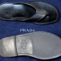 PRADA SHOES $475 BLACK LOGO EMBOSS SAFFIANO LEATHER THONG SANDALS 8 41e NEW