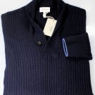 BRIONI SWEATER $1355 NAVY 100%CASHMERE 1BTN SHAWL BRAID KNIT PULLOVER LG 52 NEW