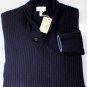 BRIONI SWEATER $1355 NAVY 100%CASHMERE 1BTN SHAWL BRAID KNIT PULLOVER LG 52 NEW