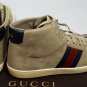 GUCCI SHOES $595 BROWN SUEDE LOGO SCRIPT SPORT STRIPE HI-TOP TRAINERS 13 46 NEW