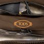 TOD'S SHOES $545 BRONZE LOGO EMBOSSED TIED VAMP PEBBLE SOLE DRIVER 10.5 43e  NEW