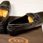 TOD'S SHOES $545 BRONZE LOGO EMBOSSED TIED VAMP PEBBLE SOLE DRIVER 10.5 43e  NEW