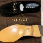 GUCCI SHOES $595 BLACK SUEDE LOGO HORSEBIT ORNAMENTED VAMP LOAFER 8 41e NEW