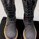 ANN DEMEULEMEESTER SHOES $1685 ASPHALT BLACK RUBBED SUEDE COMBAT BOOTS 8 41e NEW