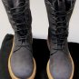 ANN DEMEULEMEESTER SHOES $1685 ASPHALT BLACK RUBBED SUEDE COMBAT BOOTS 8 41e NEW