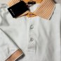 KITON POLO SHIRT $595 WHITE/ORANGE 3-BTN LOGO EMBROIDER HANDMADE POLO LG 52e NEW