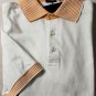 KITON POLO SHIRT $595 WHITE/ORANGE 3-BTN LOGO EMBROIDER HANDMADE POLO LG 52e NEW