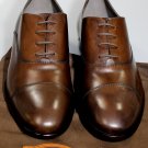 TOD'S SHOES $685 DARK BROWN CALFSKIN LOGO EMBOSSED CAPTOE OXFORDS 9.5 42.5e NEW