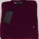 DSQUARED2 SWEATER $840 DK BORDEAUX 100%CASHMERE LOGO ORNAMENTED LARGE 8 44e NEW