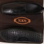 TOD'S SHOES $495 BLACK LOGO VAMP SIDE STRIPED PEBBLE SOLE DRIVERS 7 40e NEW
