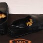 TOD'S SHOES $495 BLACK LOGO VAMP SIDE STRIPED PEBBLE SOLE DRIVERS 7 40e NEW
