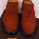 TOD'S SHOES $645 RUST SUEDE WING-TIP TOE ORNAMENTED DERBYS 10 43e NEW
