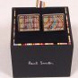 PAUL SMITH CUFF LINKS $195 LOGO COLOR STRIPED PALLADIUM HOLOGRAM CUFF LINKS NEW