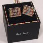 PAUL SMITH CUFF LINKS $195 LOGO COLOR STRIPED PALLADIUM HOLOGRAM CUFF LINKS NEW