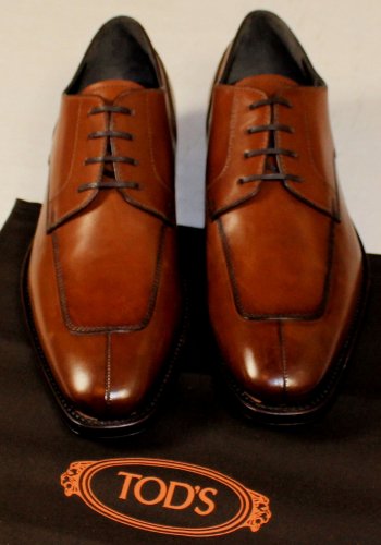 TOD'S SHOES $765 BROWN SPLIT TOE TONAL STITCH NORWEGIAN WELT DERBYS 8 41e NEW