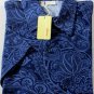 BRIONI POLO $495 BLUE/LIGHT BLUE PAISLEY 3-BTN POLO GOLF SHIRT LARGE 52e NEW