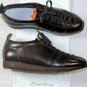 SANTONI SHOES $465 DK BROWN CALF SPORT STRIPE LOW PROFILE TRAINERS 7.5 40.5e NEW