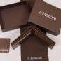 A.TESTONI WALLET $420 BROWN GRAINED CARIBU/REINDEER SKIN LOGO 8-CC BILL FOLD NEW