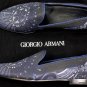 GIORGIO ARMANI SHOES $695 BLUE/GRAY EMBROIDERED DESIGN FORMAL SLIPPER 10 43 NEW
