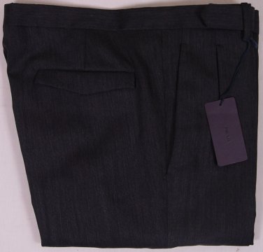 PRADA PANTS $615 GRAPHITE BLACK 100%WOOL BTN FLY FIT LEG DRESS SLACKS 34 50e NEW