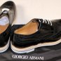 GIORGIO ARMANI SHOES $750 BLACK TOE ORNAMENT WINGTIP SHEEPSKIN DERBY 10 43e NEW