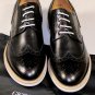 GIORGIO ARMANI SHOES $750 BLACK TOE ORNAMENT WINGTIP SHEEPSKIN DERBY 10 43e NEW