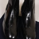 PRADA SHOES $755 BLACK LOGO ORNAMENTED STACK HEEL WING-TIP BOOT 8.5 41.5 NEW