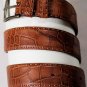 KITON BELT $2860 BROWN ALLIGATOR SKIN SOLID STERLING SILVER BUCKLED 36 95cm NEW