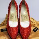 FERRAGAMO CREATIONS SHOES $1900 RED SWAROVSKI CRYSTAL MARILYN PUMP 10B 40 NEW