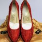FERRAGAMO CREATIONS SHOES $1900 RED SWAROVSKI CRYSTAL MARILYN PUMP 10B 40 NEW