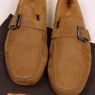 TOD'S SHOES $495 BROWN SUEDE LOGO BUCKLED VAMP PEBBLE SOLE DRIVERS 10D 43e  NEW
