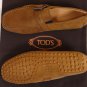 TOD'S SHOES $495 BROWN SUEDE LOGO BUCKLED VAMP PEBBLE SOLE DRIVERS 10D 43e  NEW
