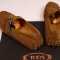 TOD'S SHOES $495 BROWN SUEDE LOGO BUCKLED VAMP PEBBLE SOLE DRIVERS 10D 43e  NEW