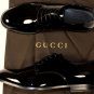 GUCCI SHOES $665 BLACK PATENT LOGO TAB HEEL VENICE FORMAL DERBY 11 44e NEW