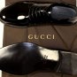 GUCCI SHOES $665 BLACK PATENT LOGO TAB HEEL VENICE FORMAL DERBY 11 44e NEW
