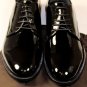 GUCCI SHOES $665 BLACK PATENT LOGO TAB HEEL VENICE FORMAL DERBY 11 44e NEW