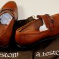 A. TESTONI SHOES $795 BROWN LOGO ORNAMENTED VAMP HANDMADE LOAFER 8.5 41.5e NEW