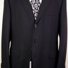 DOLCE & GABBANA SUIT $2285 SOLID BLACK 3-BUTTON 100%VIRGIN WOOL SUIT 46L 56e NEW
