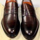 SANTONI SHOES $870 DARK BROWN HANDMADE PENNY LOAFERS 11 44e NEW