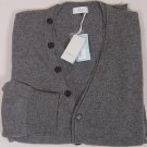 MALO SWEATER $1150 GRAY 100%CASHMERE 11-BTN V-NECK CARDIGAN BOMBER LG 52e NEW