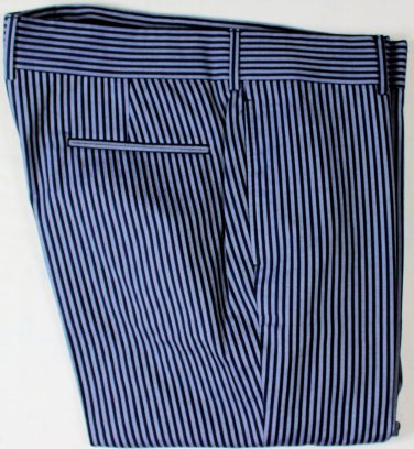 GUCCI PANTS $690 BLUE/SILVER REP HERRINGBONE STRIPED FIT LEG SLACKS 36 52e NEW