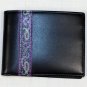ETRO WALLET $345 BLACK/PURPLE PAISLEY STRIPE CALFSKIN BILLFOLD NEW