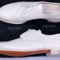 PRADA SHOES $895 IVORY SAFFIANO LEATHER LACE UP STACKED HEEL DERBY 12 45 NEW